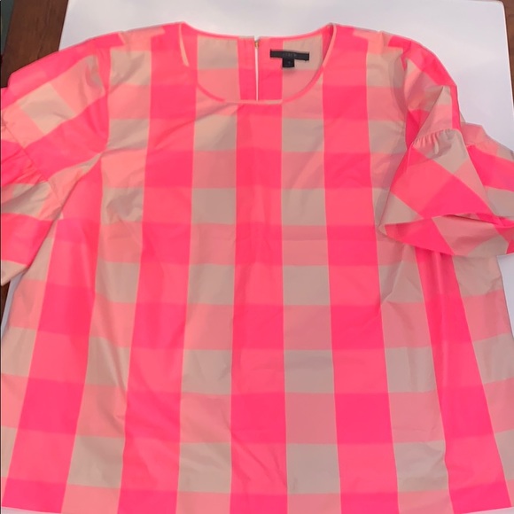 J. Crew Tops - J Crew Neon Pink Buffalo Gingham Check Top